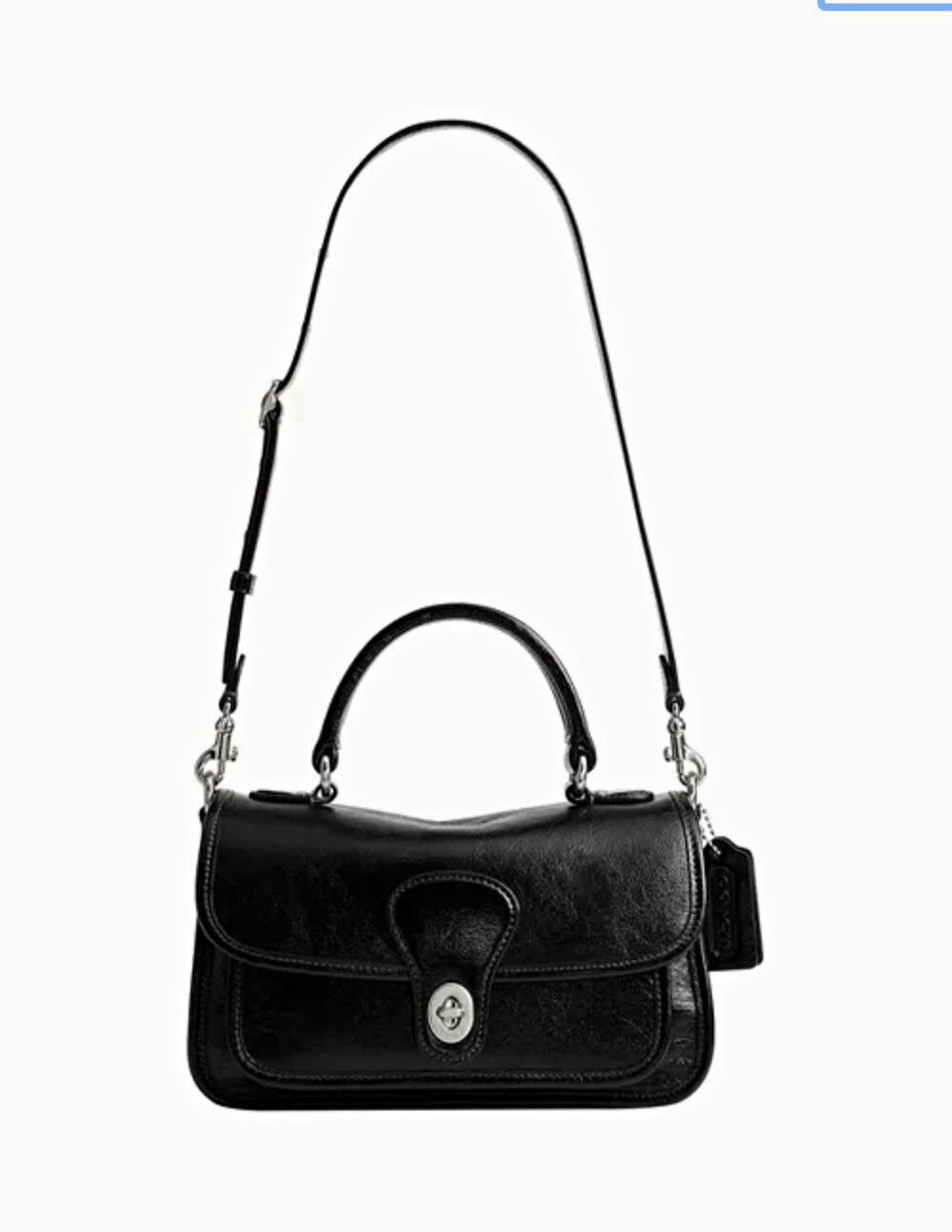 Coach Black Messenger Bag Turn Lock Top Handle Detachable Adjustable Strap